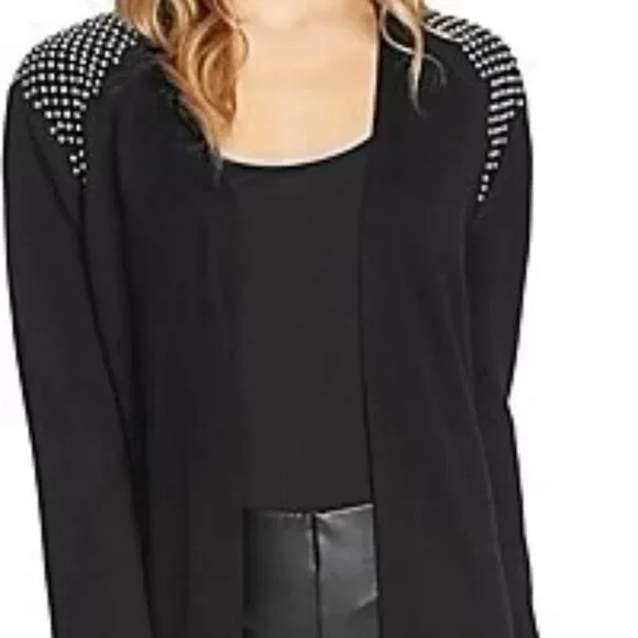Studded Shoulder Open Front Cardigan - NWT - Picture 1 of 16